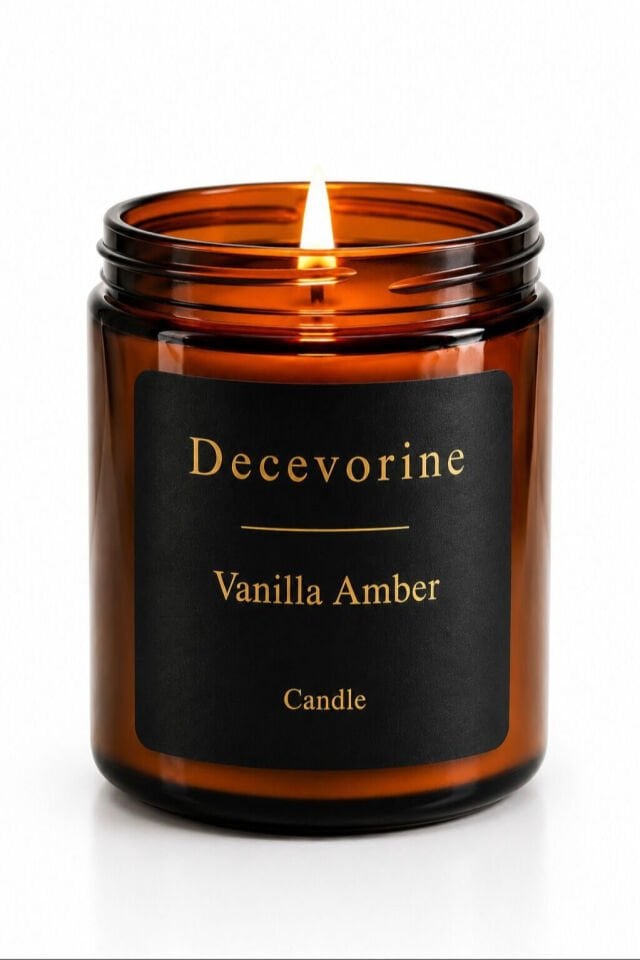 Decevorine Vanilla Amber Premium Kokulu Mum – Sıcak ve Gurme