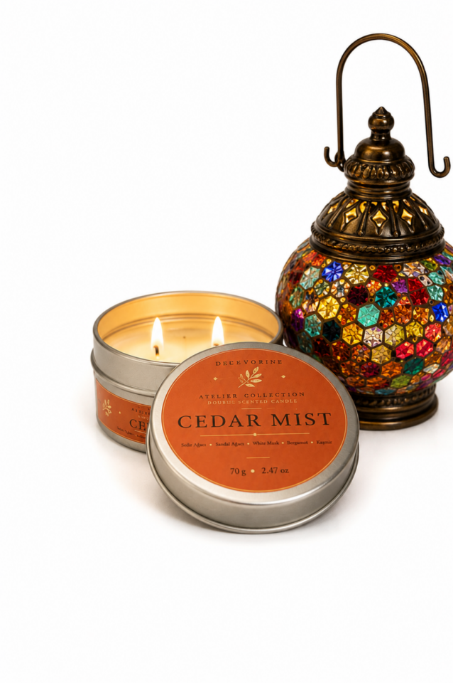 Cedar Mist Premium Mum Özel Tasarım Lüks Siyah Kutu