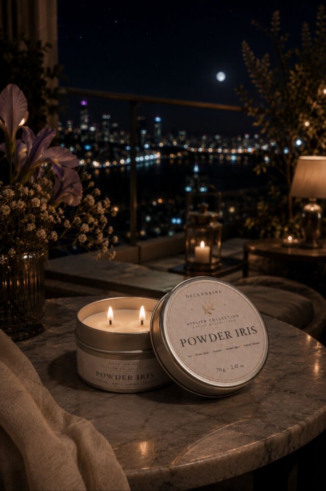 Decevorine Powder Iris Premium Mum Özel Tasarım Lüks Mum Kutusu
