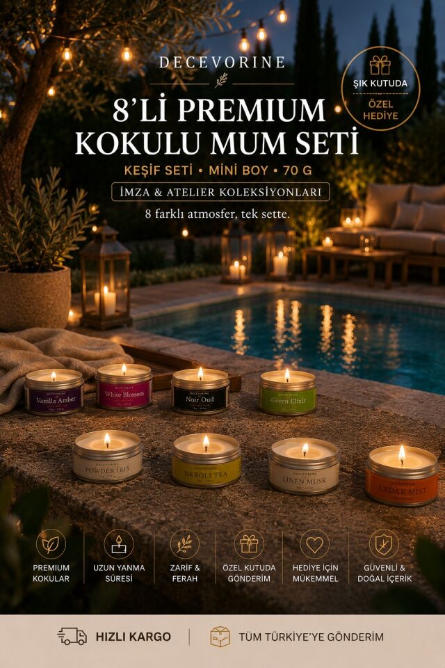 Decevorine 8’li Kokulu Mum Seti Premium Mini Boy Hediye ve Keşif Koleksiyonu