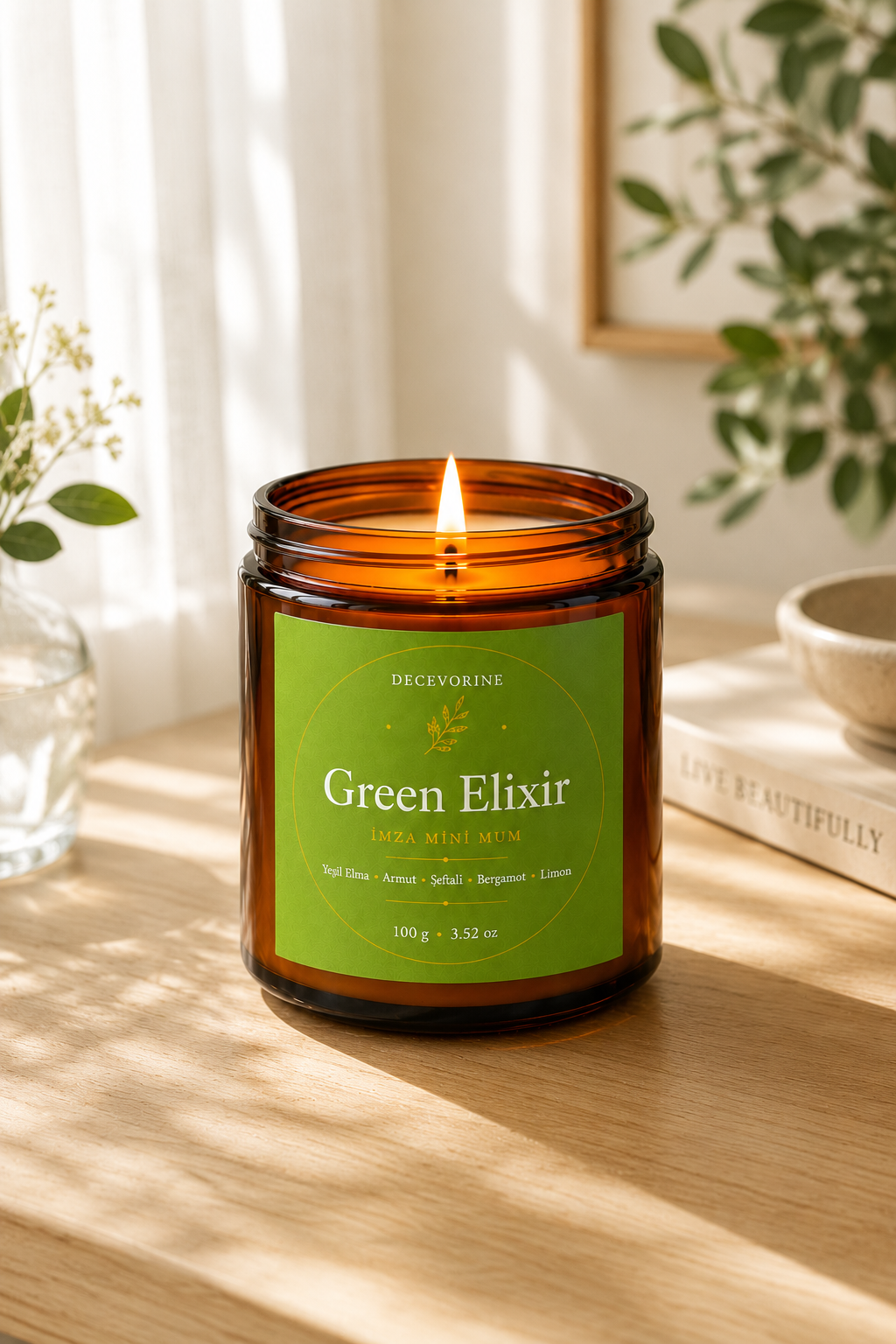 Decevorine Green Elixir Premium Mum – Ferah & Canlandırıcı Seri