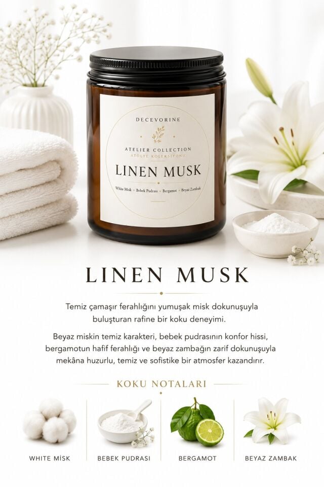 Decevorine Linen Musk Premium Mum – Temiz & Zarif Seri