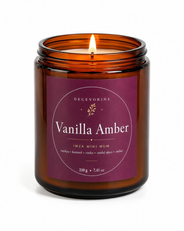 Decevorine Vanilla Amber Premium Kokulu Mum – Sıcak & Gurme Seri