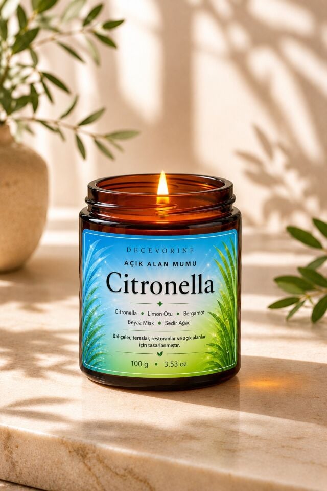 Decevorine Sivrsinek Alanlarında Tercih Edilen Citronella ve Limon Otu Mumu 100 gr