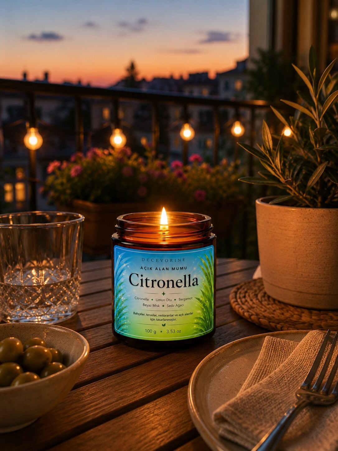 Decevorine Sivrsinek Alanlarında Tercih Edilen Citronella ve Limon Otu Mumu 100 gr