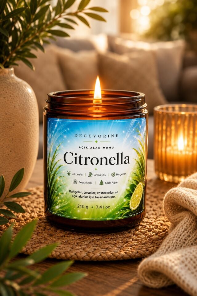 Decevorine Sivrsinek Alanlarında Tercih Edilen Citronella ve Limon Otu Mumu 210 gr