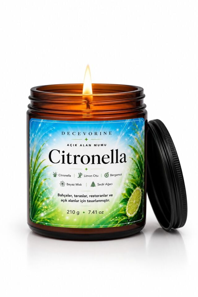 Decevorine Sivrsinek Alanlarında Tercih Edilen Citronella ve Limon Otu Mumu 210 gr
