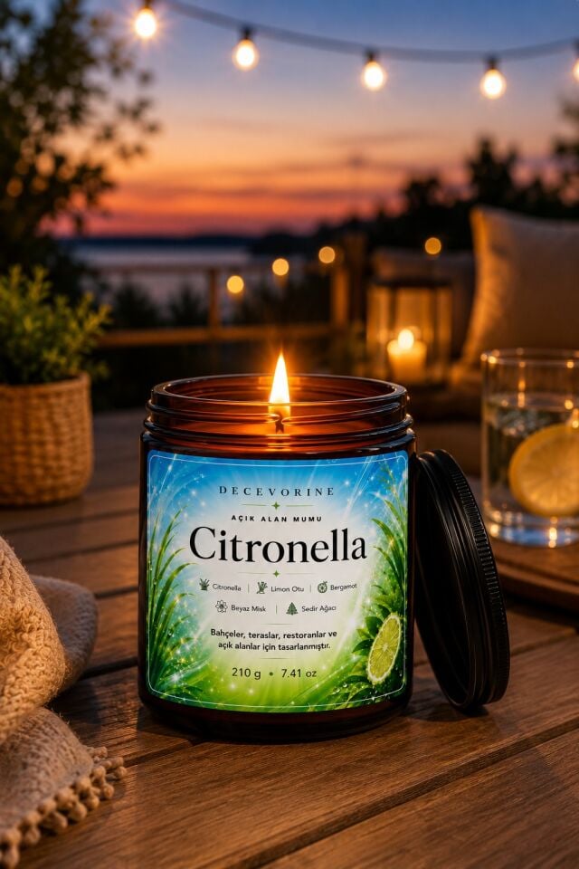 Decevorine Sivrsinek Alanlarında Tercih Edilen Citronella ve Limon Otu Mumu 210 gr