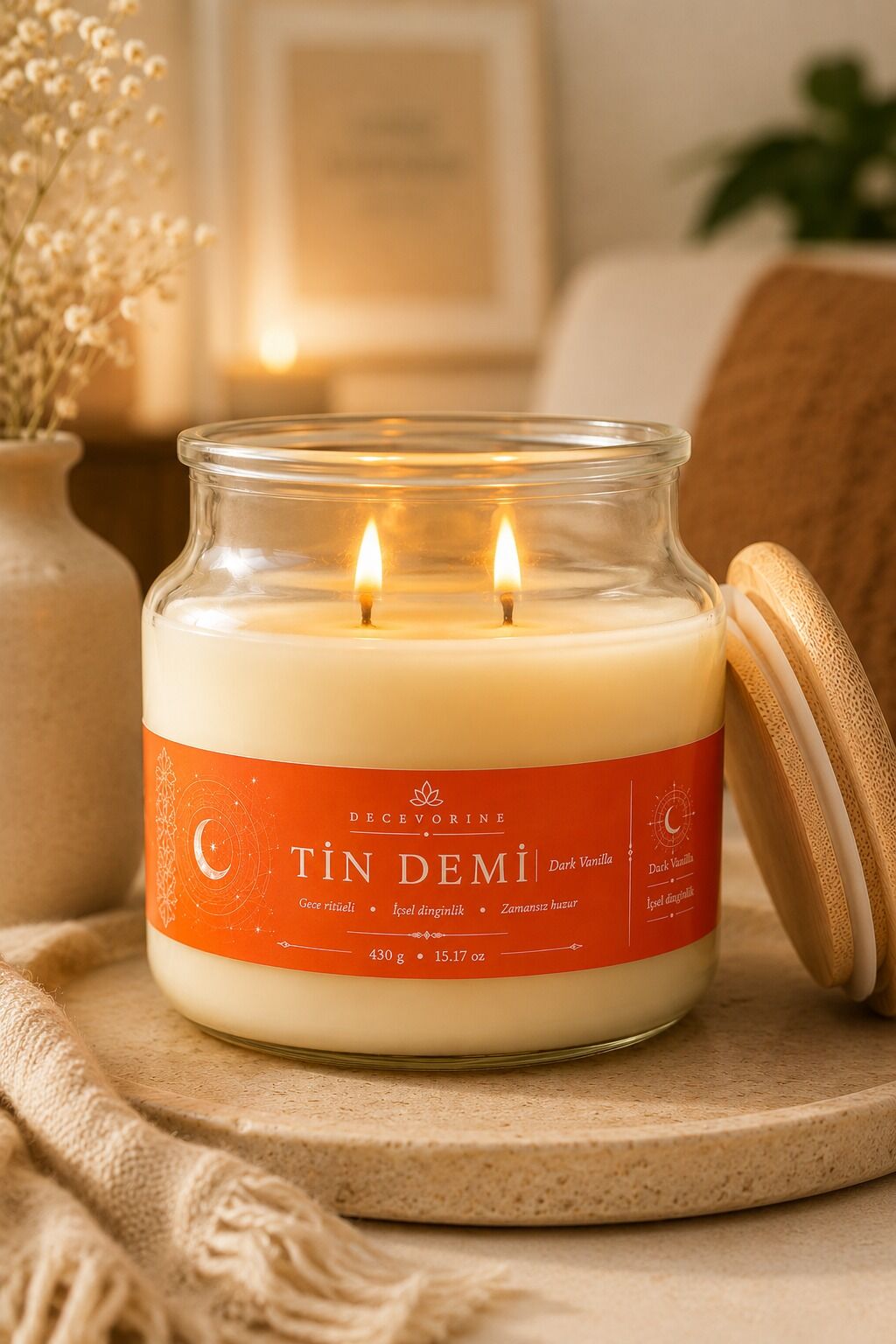 TİN DEMİ Dark Vanilla Premium Mum