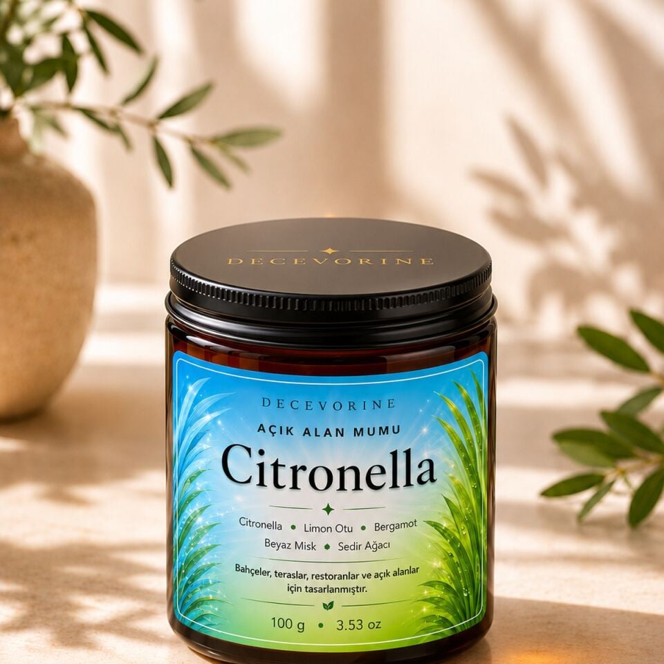 Citronella Sivrisineğin Sevmediği Kokularla Tasarlanan Açık Alan Mumu 100 Gr