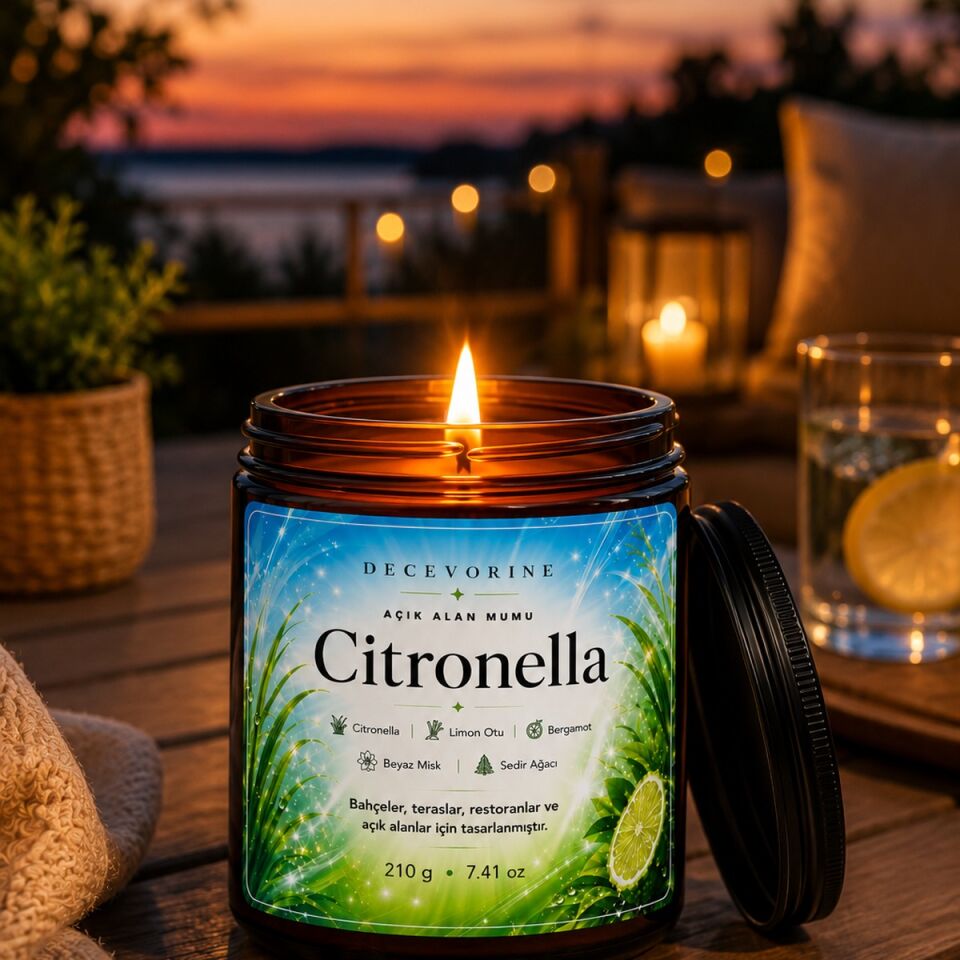 Citronella Sivrisineğin Sevmediği Kokularla Tasarlanan Açık Alan Mumu 210 Gr