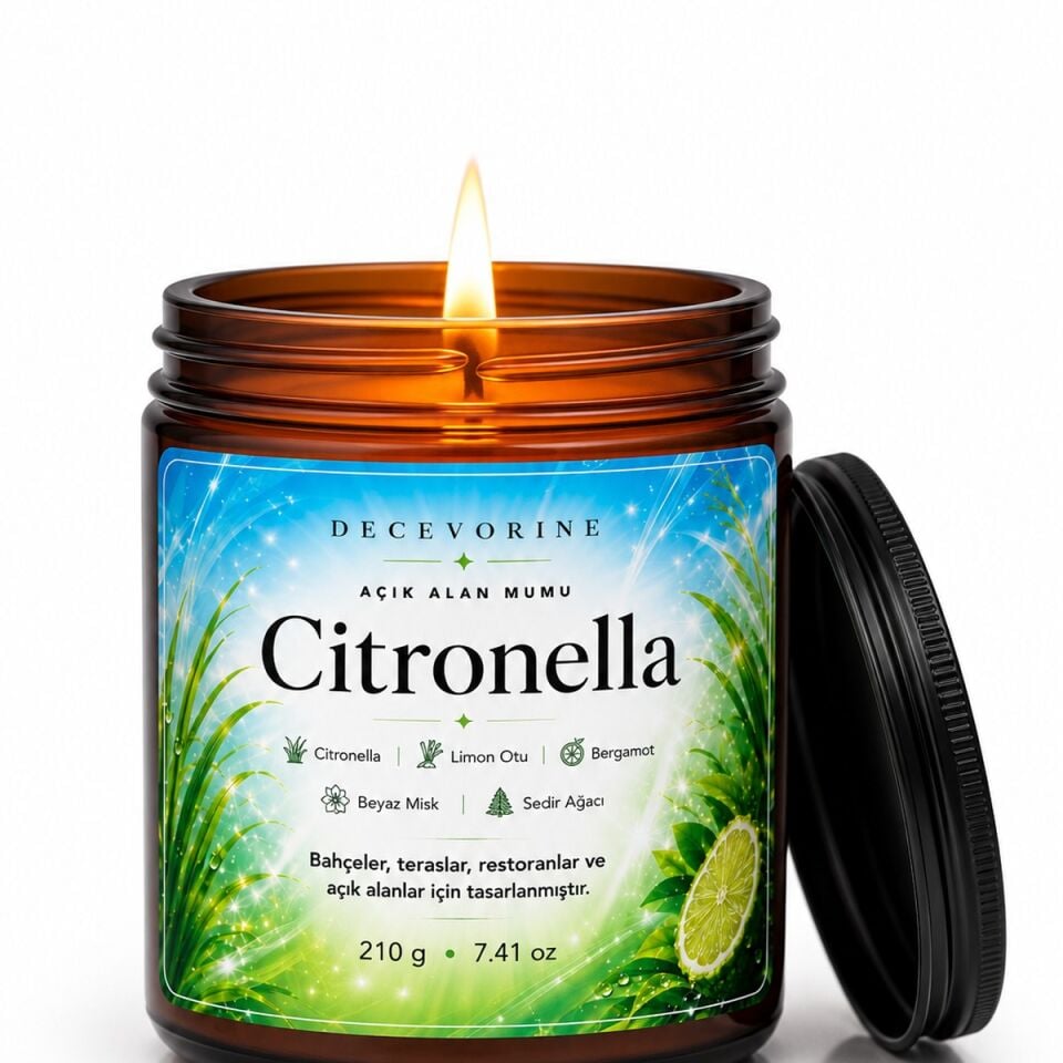 Citronella Sivrisineğin Sevmediği Kokularla Tasarlanan Açık Alan Mumu 210 Gr